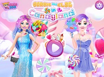 Barbie si Elsa in Candyland
