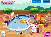 Hello Kitty Curatenie la Piscina